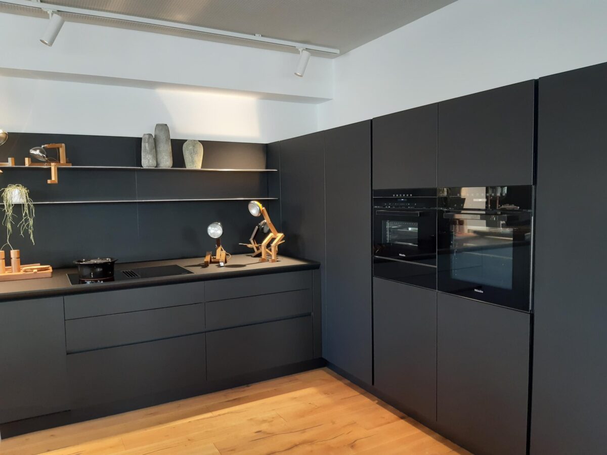 dark blue kitchen