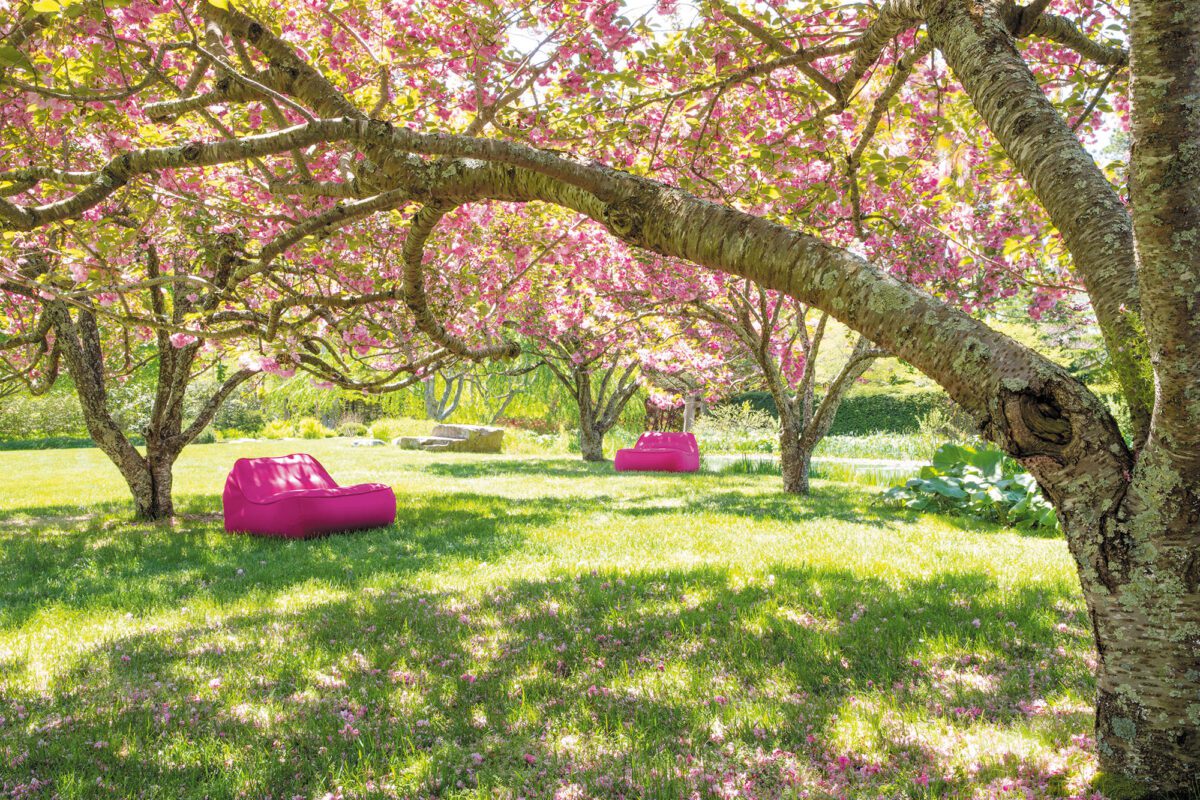 pink outdoor sofa